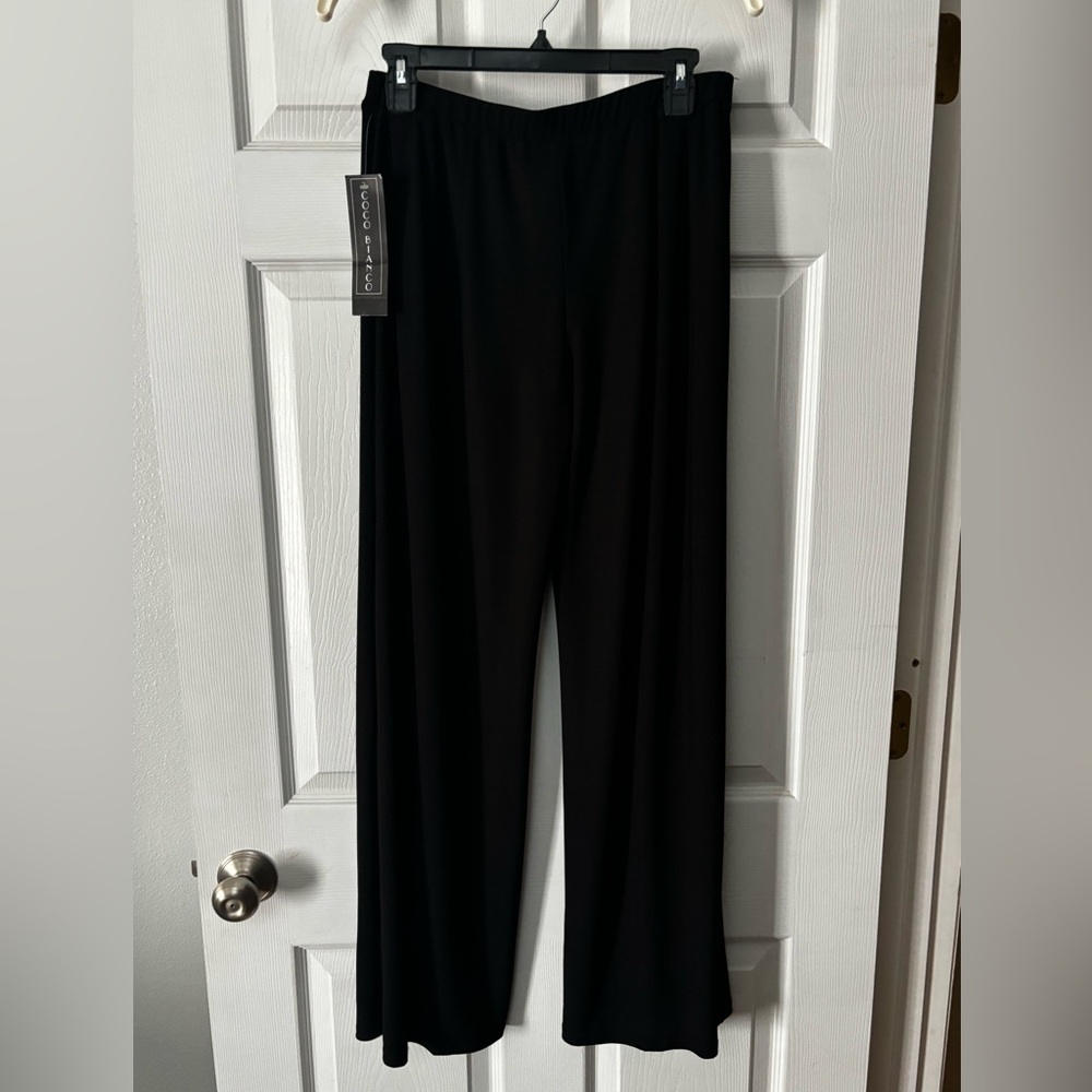 NWT- Coco Bianco Black Pull-on Pants W/Gold Buttons Stretchy Size Medium Party - Picture 4 of 7